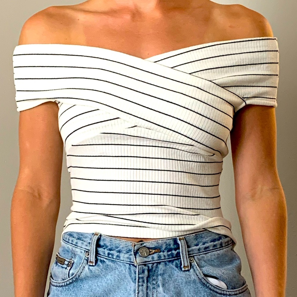 Off the shoulder stripped top